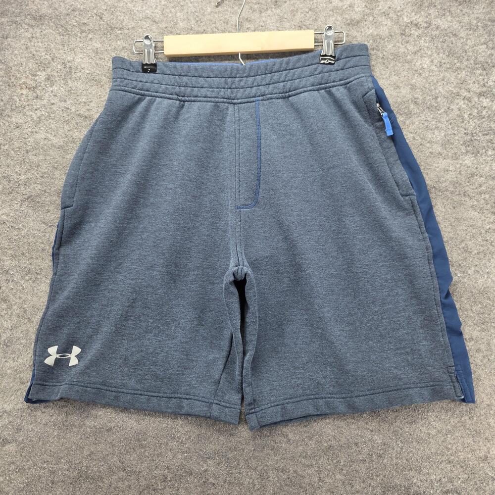 Under Armour Shorts Mens L Gray Athletic 12 Inseam Pockets Elastic Waist
